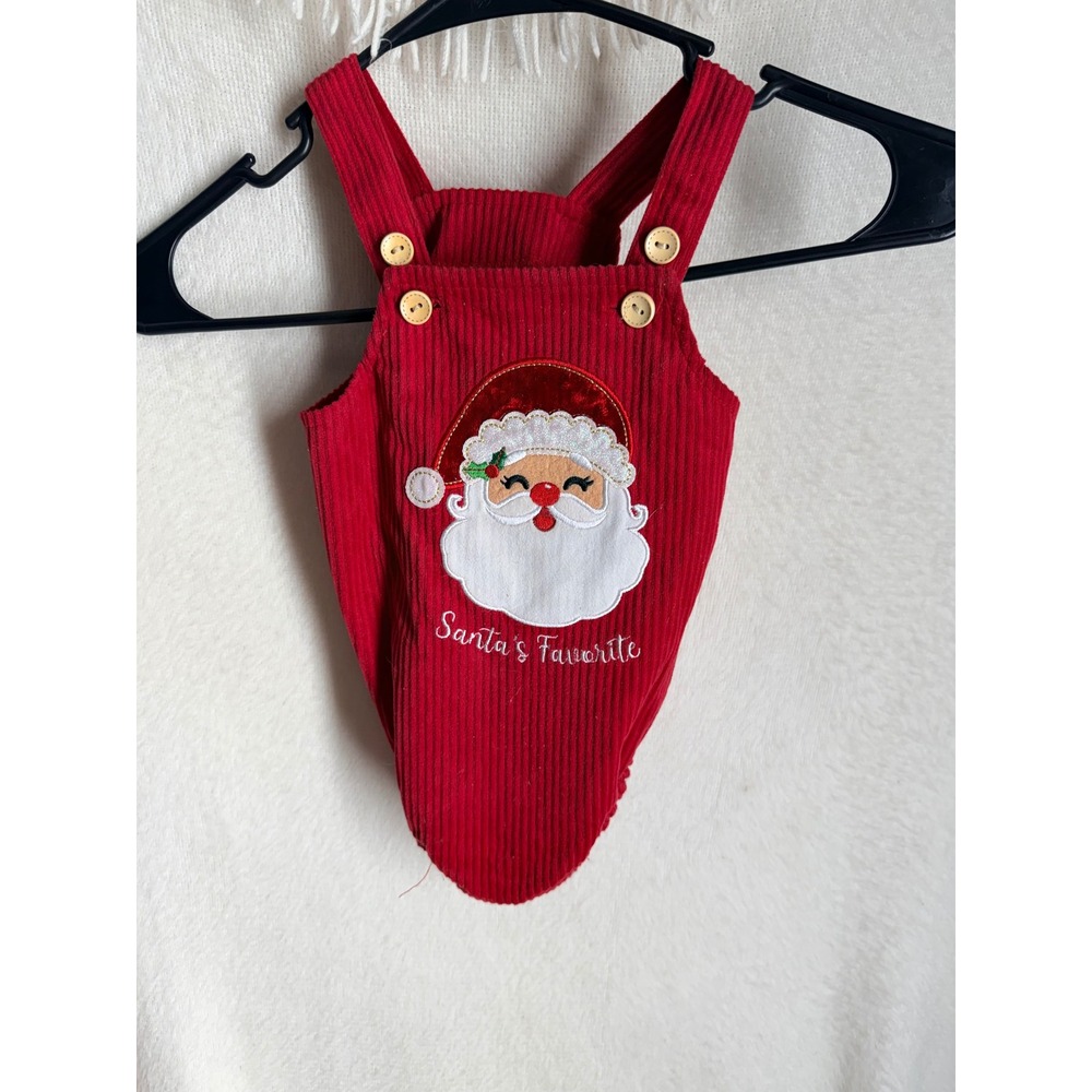 Rare Editions Baby Santa Favorite Red Corduroy Holiday‎ Romper 3-6M H866825
